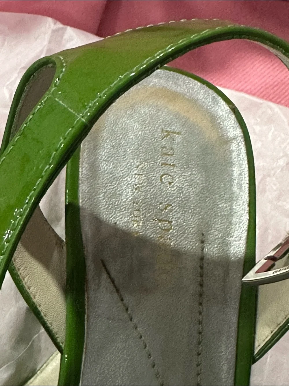 kate spade Green Patent Open-Toe Slingback Sandals